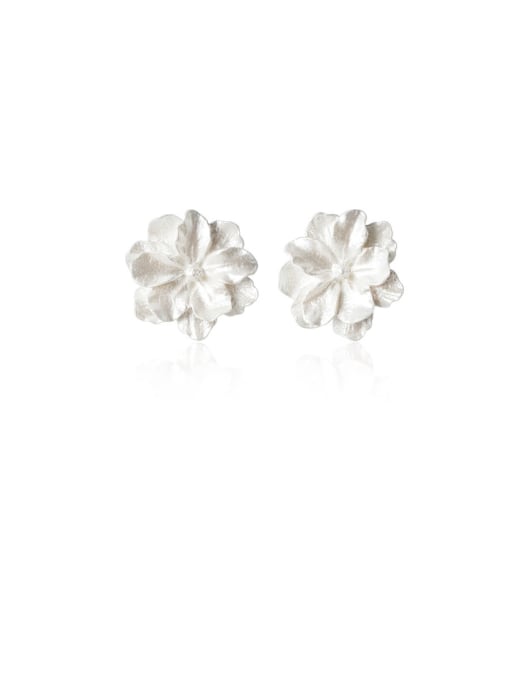 Rosh 925 Sterling Silver With Platinum Plated Cute Flower Stud Earrings 1