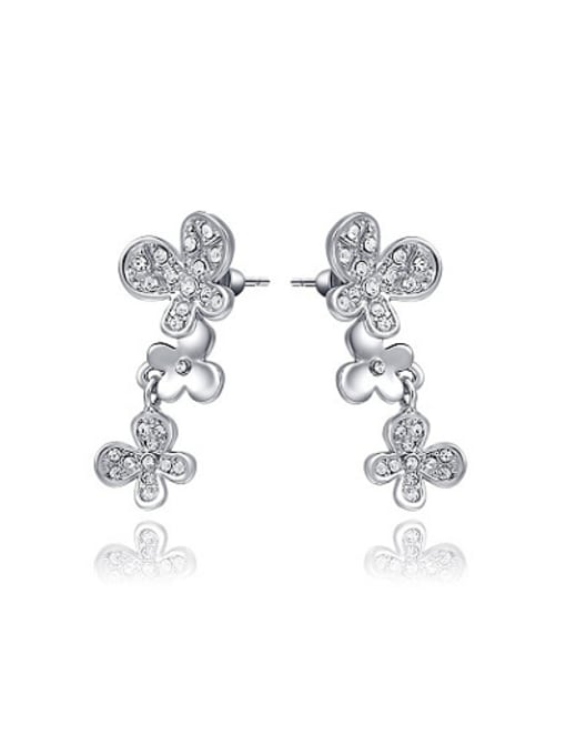 Platinum Elegant Butterfly Shaped Crystal Stud Earrings