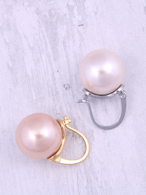 GROSE Titanium With Artificial Pearl  Simplistic Round Clip On Earrings 1