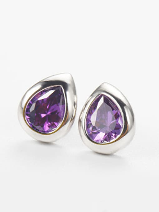 Purple Water Drop Zircon Stud Earrings