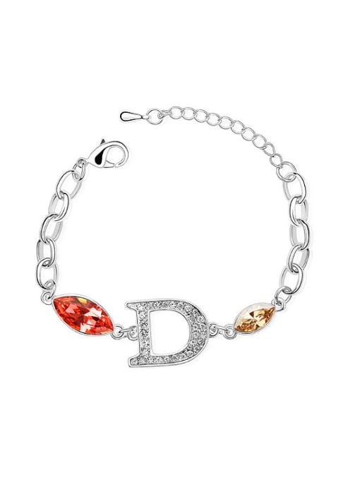 QIANZI Fashion Letter D Marquise austrian Crystals Alloy Bracelet