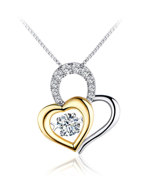White 925 Sterling Silver Heart-shaped Zircon Necklace