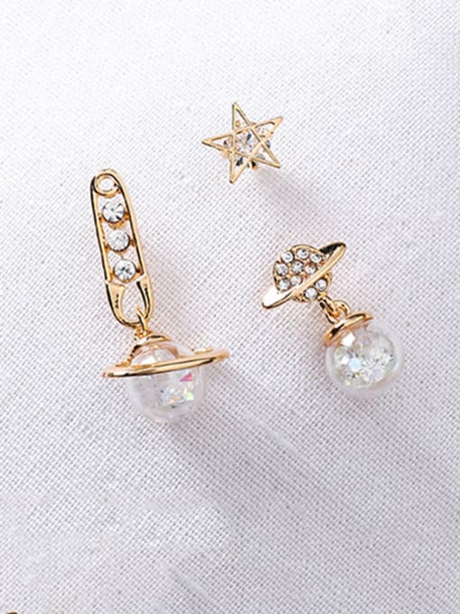 Girlhood Alloy With Cubic Zirconia Trendy Planet Star Three-Piece Earrings 1