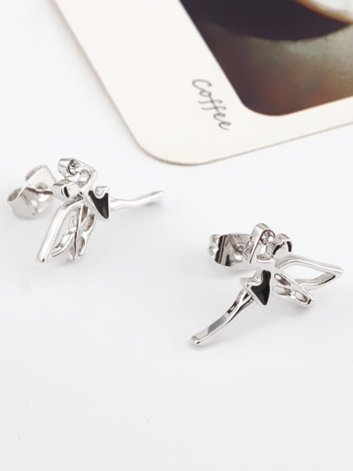 OUXI 18K White Gold Butterfly Shaped Austria Crystal stud Earring 2