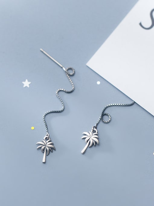 Rosh 925 Sterling Silver With Antique Silver Plated Fashion Coconut Tree Threader Earrings