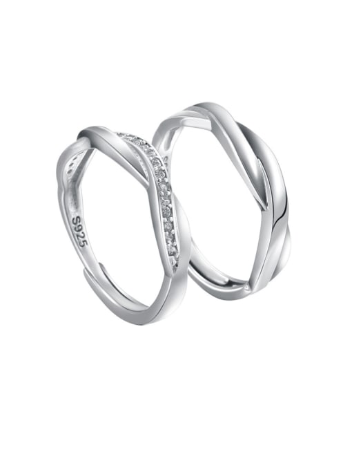 Dan 925 Sterling Silver With Cubic Zirconia  Simplistic Loves Free size  Rings 0