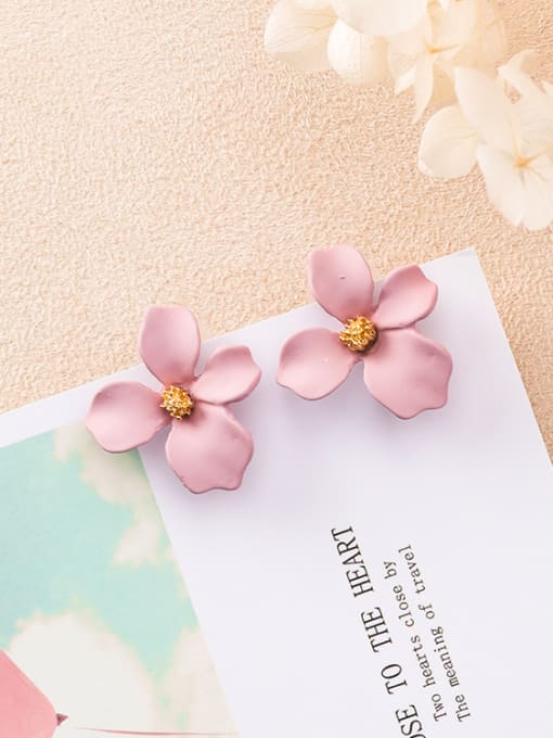 K8320 Pink Alloy With 18k Gold Plated Trendy Flower Earring Jackets