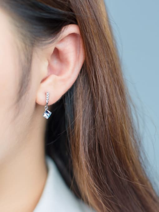 Rosh S925 Silver Fashion Square zircon drop earring 2