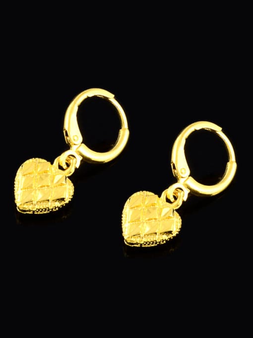 Yi Heng Da Luxury 24K Gold Plated Heart Shaped Copper Drop Earrings 1