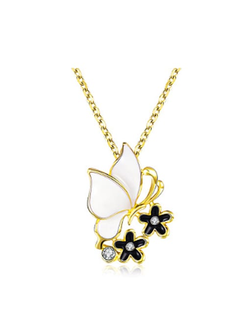 1 Fashion Butterfly Flowers Rhinestones Necklace