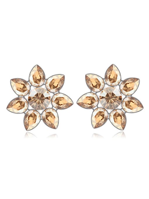 yellow Fashion austrian Crystals Flowery Stud Earrings