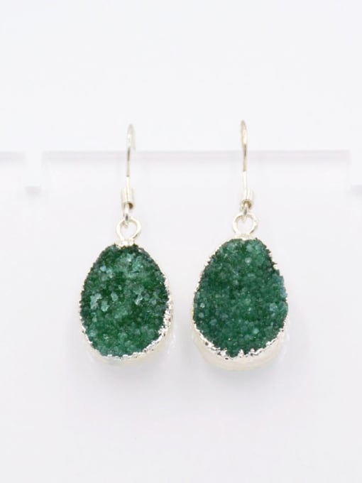 Tess Water Drop shaped Green Natural Crystal Earrings 2