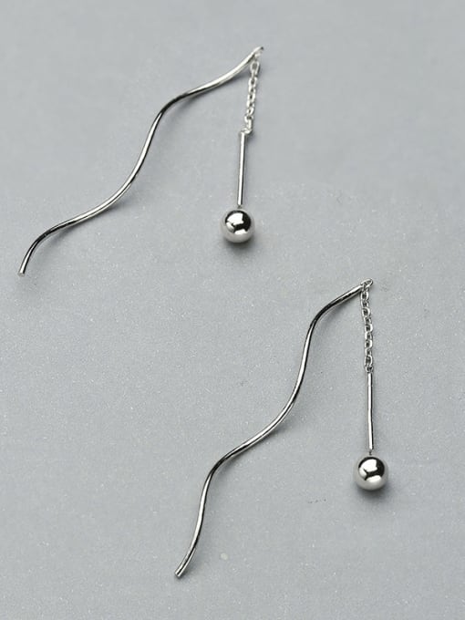 One Silver Women S Shaped Line Earrings 3