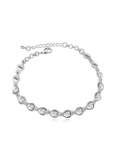 QIANZI Simple Little Heart austrian Crystals Alloy Bracelet 2