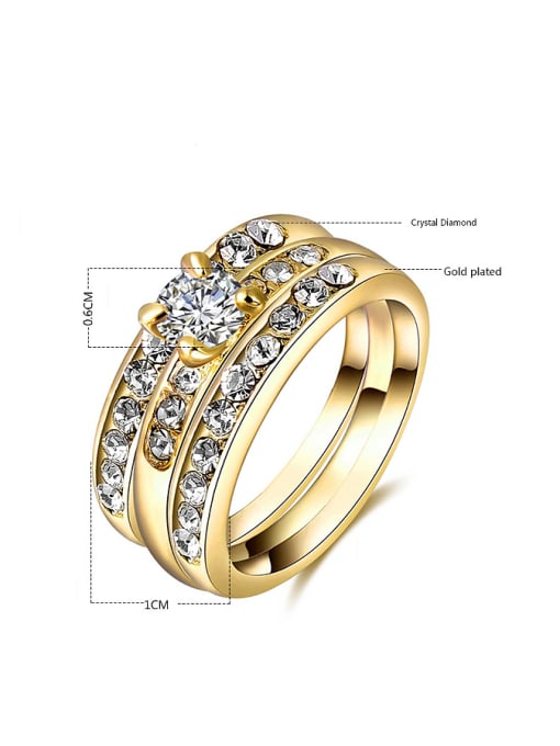 Ronaldo Delicate Three Layer Design Crystal Ring 1