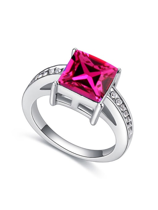 hot pink Simple Square austrian Crystal Alloy Ring
