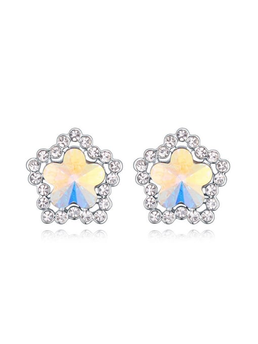 White Fashion Shiny austrian Crystals-studded Star Alloy Stud Earrings