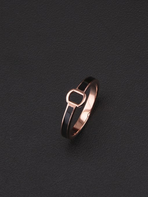 GROSE Black Glue Square Hollow Women Ring 2