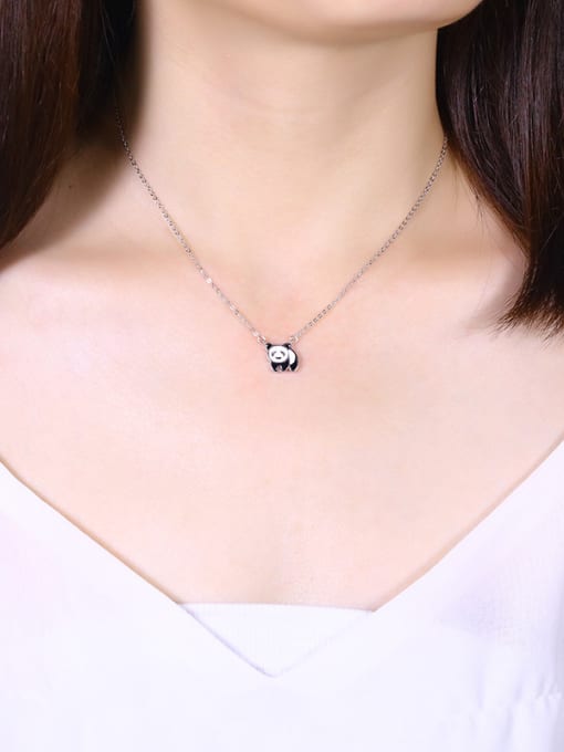 One Silver Cute Panda Necklace 1