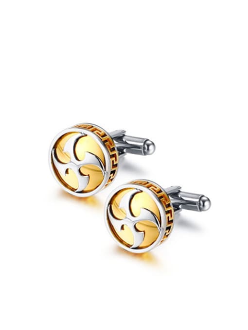 CONG Fashionable Gold Plated Geometric Shaped Stainless Steel Cufflinks 0