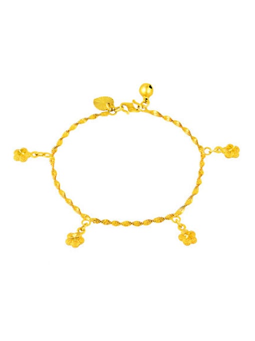 Yi Heng Da Women Exquisite Gold Plated Flower Shaped Copper Bracelet 0
