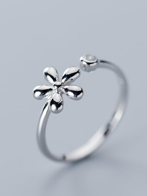Rosh 925 Sterling Silver With Silver Plated Simplistic Flower Free Size Rings 1