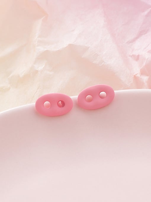 Girlhood Alloy With Rose Gold Plated Cute Pig Nose Stud Earrings 2