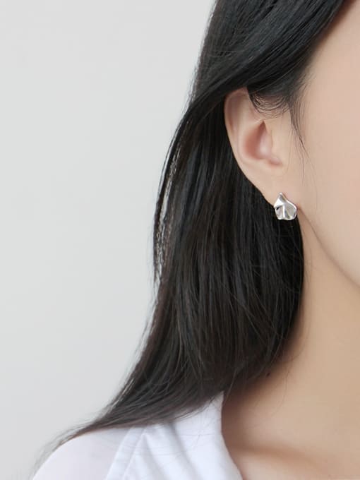 DAKA Sterling silver irregular bump surface geometry stud earrings 1