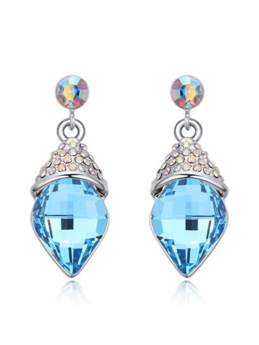 blue Simple Rhombus austrian Crystal-accented Alloy Stud Earrings