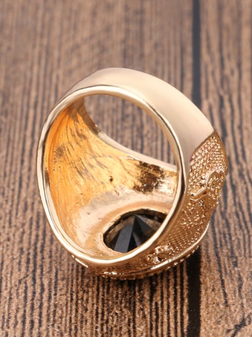 Gujin Classical Retro style Round Resin stone Gold Plated Alloy Ring 2