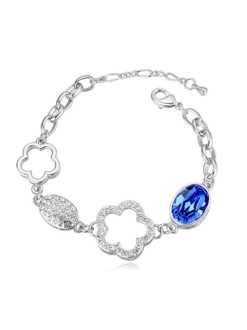 royal blue Fashion austrian Crystals Flowery Alloy Bracelet