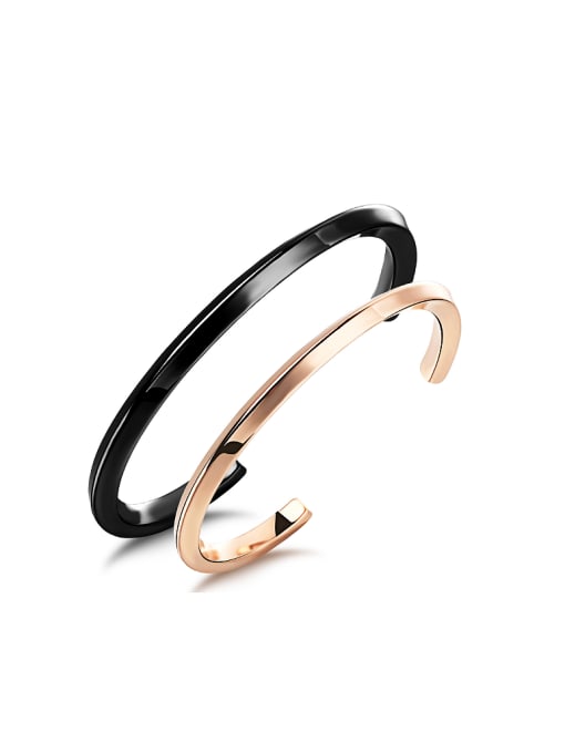 Open Sky Simple Titanium Plating Opening Lovers Bangle 0
