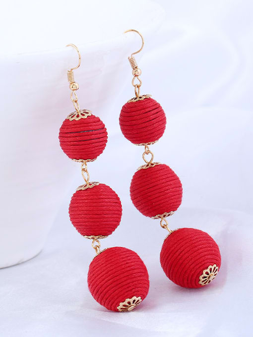 Red Women Personality Lantern Shaped Stud Earrings