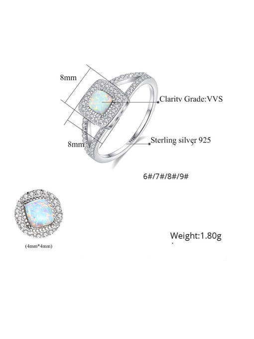 CCUI 925 Sterling Silver With Opal  Personality Geometric Band Rings 3