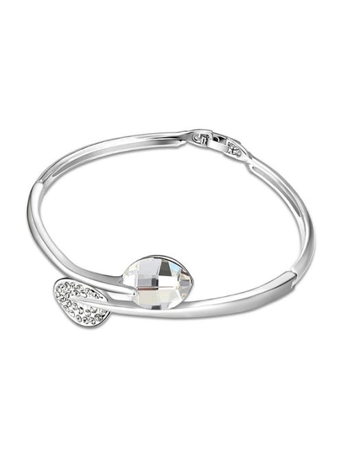 White Simple austrian Crystals Little Leaves Alloy Bangle