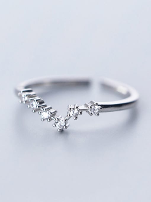 Pisces 925 Sterling Silver With Platinum Plated Simplistic Constellation Free size Rings