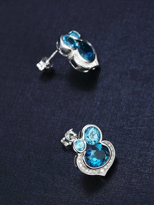 Deli Fashion Sapphire Gemstones Heart-shaped stud Earring 1
