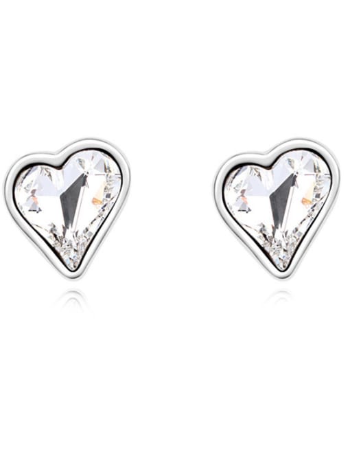 QIANZI Simple Heart austrian Crystal Alloy Stud Earrings 2