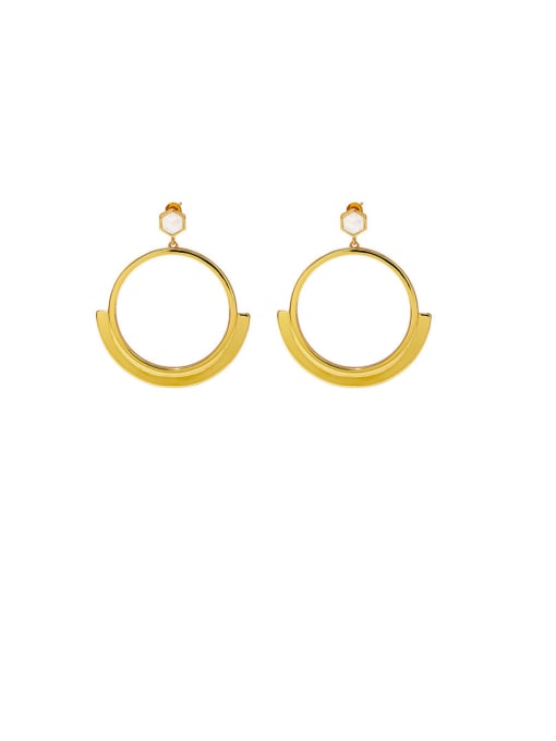 gold  white Copper With Geometric Shape Exaggeration Big Circle Glossy Earrings