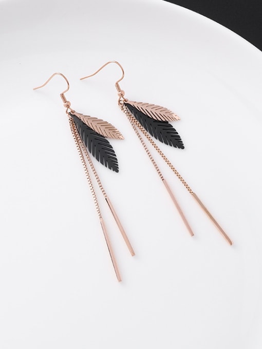 3#11361 Stainless Steel With Rose Gold Plated Fashion Geometric  Tassels Drop Earrings
