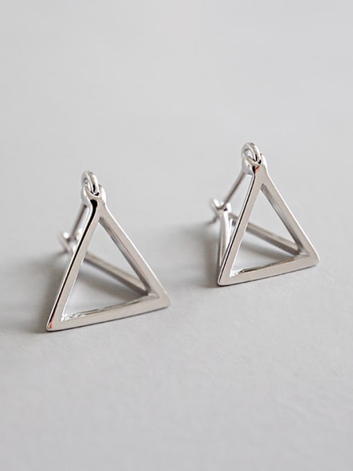 DAKA Sterling silver simple geometric hollow three-dimensional triangular earrings 0