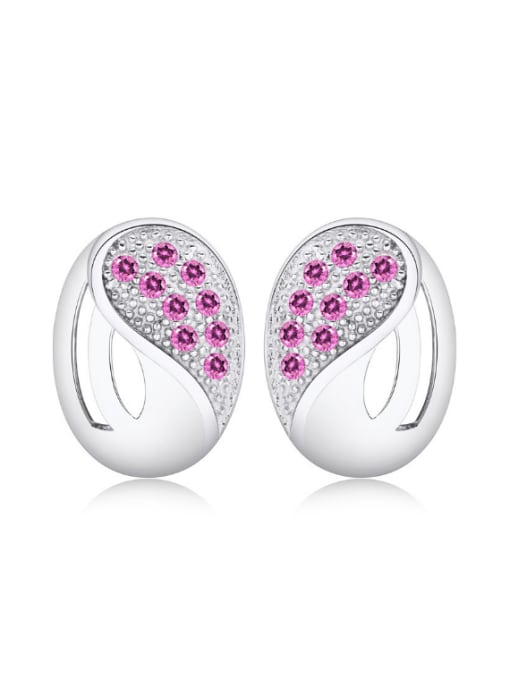 kwan Birthday Gift Oval Silver Stud Earrings with Amethyst 0