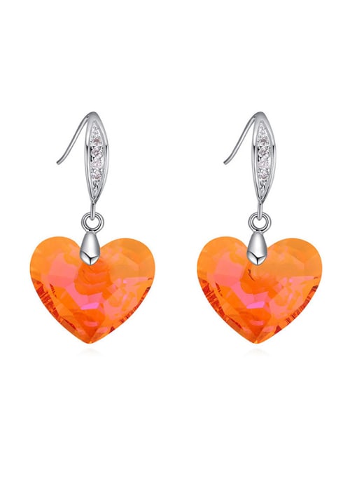 orange Fashion Shiny Heart austrian Crystals Alloy Earrings