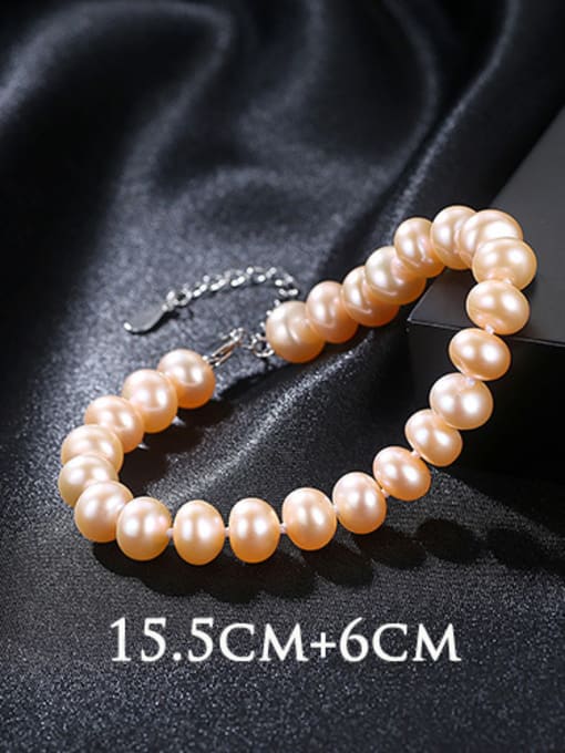 Pink Pure silver 7-8mm natural freshwater pearl bracelet