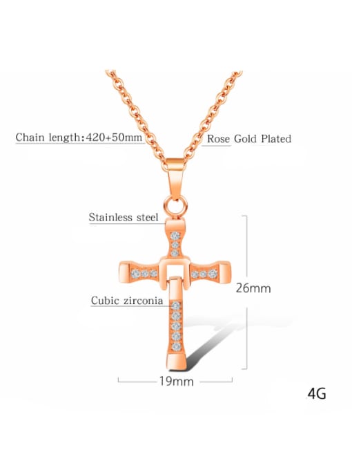 Open Sky Stainless Steel With Rose Gold Plated Personality Cross Necklaces 2