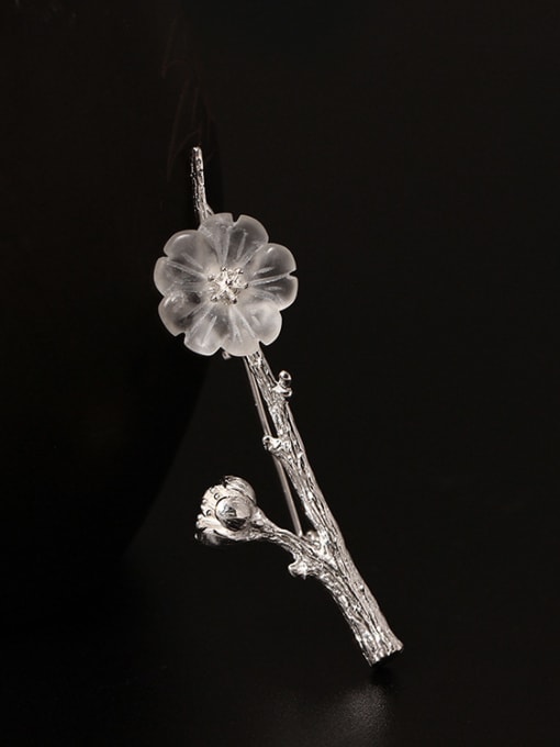 SILVER MI Crystal Plum Blossom Brooch Accessories 0