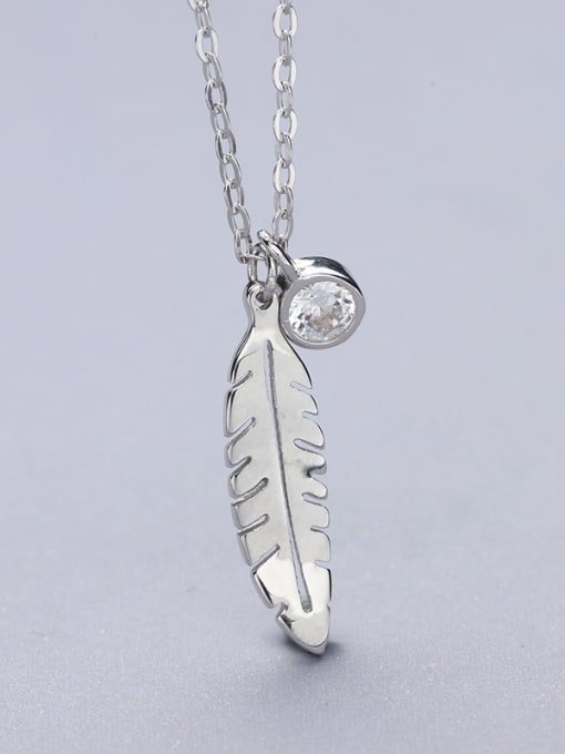 One Silver S925 Silver Feather Necklace 3