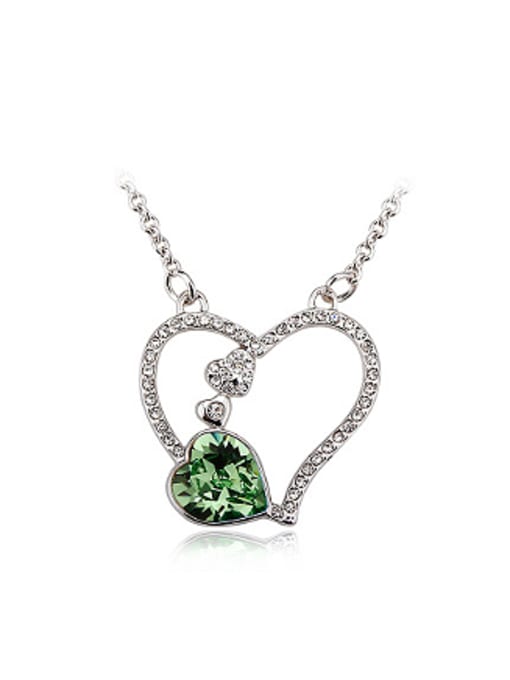 green Fashion Heart shaped Crystal Rhinestones Necklace