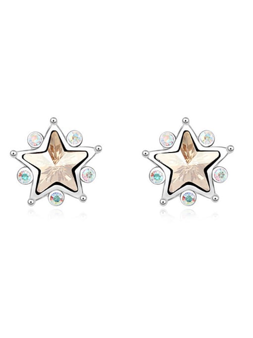 QIANZI Fashion Shiny Star austrian Crystals Alloy Stud Earrings 3