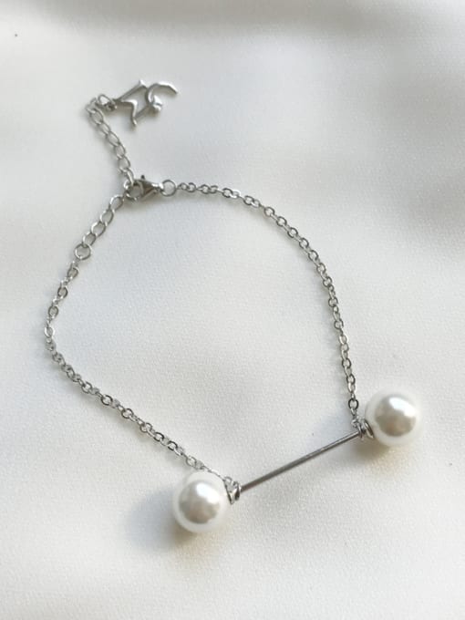 Boomer Cat Pure silver synthetic pearl Scepter Bracelet 0